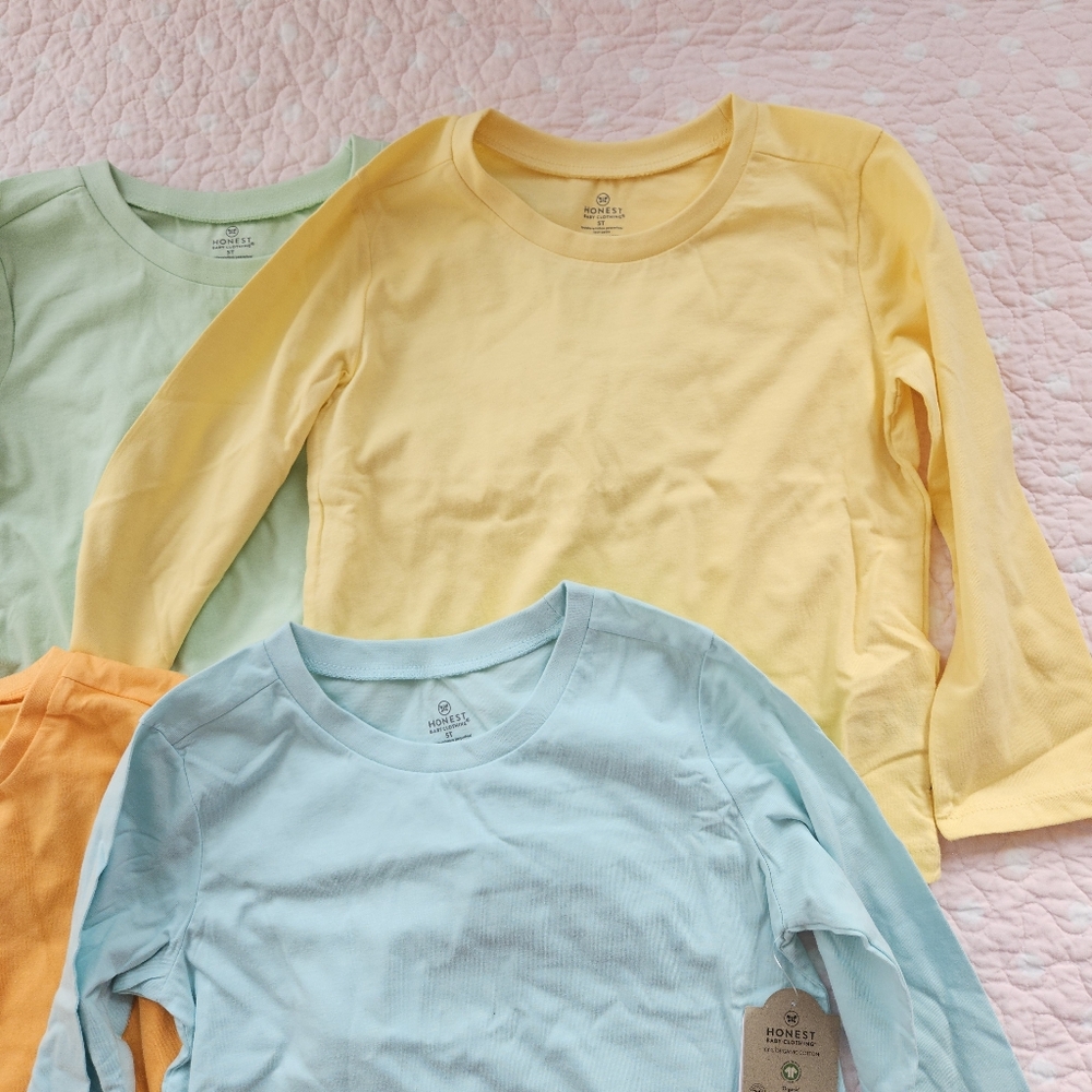 NWT Bundle 5 Honest Baby Organic Cotton Long Sleeve T Shirts 5T 5 Toddler Unisex - Picture 3 of 4